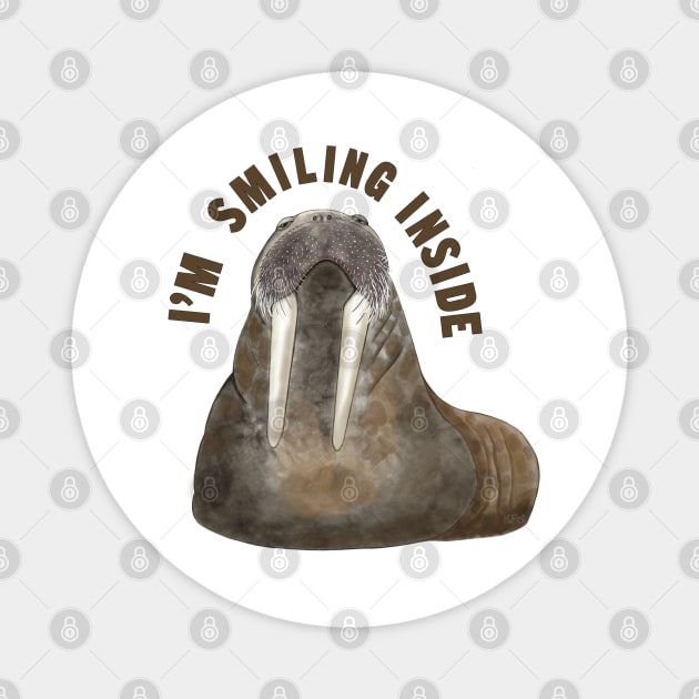 Smiling Inside Grumpy Walrus Magnet by KateVanFloof